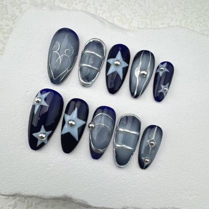 Handmade nails/custom press on nails/party press on nails/Flakes for nails/Beautiful nails gift/nail art/Long nails/Almond nails