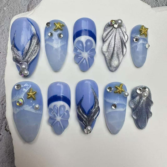 Handmade Nails/custom press on nails/party press on nails/Flakes for nails/wedding nails gift/Japanese nails/Long nails/Almond nails