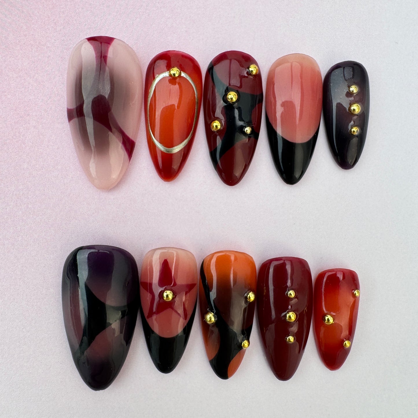 3D nature Nails/custom press on nails/party press on nails/Flakes for nails/ nail art/simple/Long nails/Almond nails