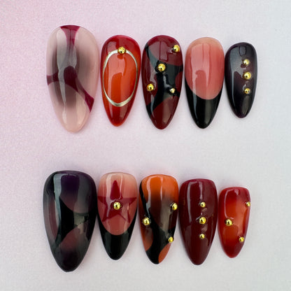 3D nature Nails/custom press on nails/party press on nails/Flakes for nails/ nail art/simple/Long nails/Almond nails