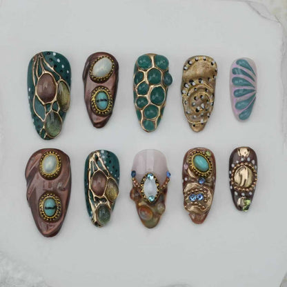 Handmade nails/custom press on nails/party press on nails/Flakes for nails/Beautiful nails gift/nail art/Long nails/Almond nail