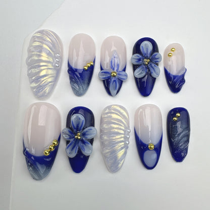 3D flower nails/custom press on nails/party press on nails/Flakes for nails/Beautiful nails gift/nail art/Long nails/Almond nails