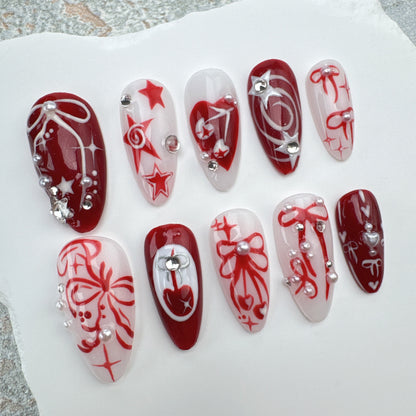 Handmade Nails/custom press on nails/party press on nails/Flakes for nails/Beautiful nails gift/nail art/Long nails/Almond nails