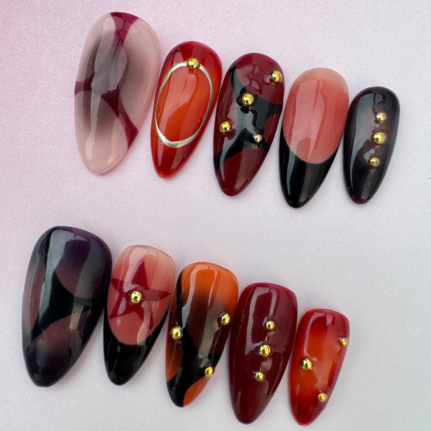 3D nature Nails/custom press on nails/party press on nails/Flakes for nails/ nail art/simple/Long nails/Almond nails
