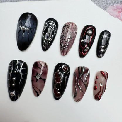 Handmade Nails/custom press on nails/party press on nails/Flakes for nails/wedding nails gift/Japanese nails/Long nails/Almond nails
