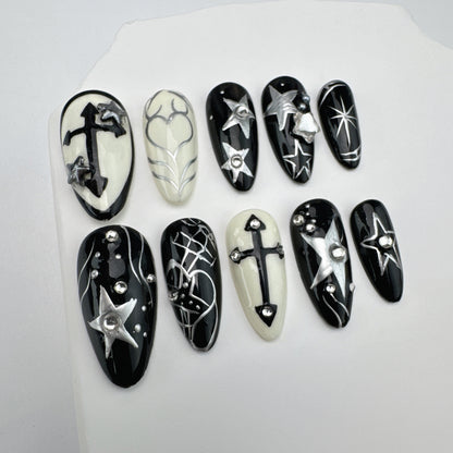 3D nails/custom press on nails/party press on nails/Flakes for nails/Beautiful nails gift/nail art/Long nails/Almond nails