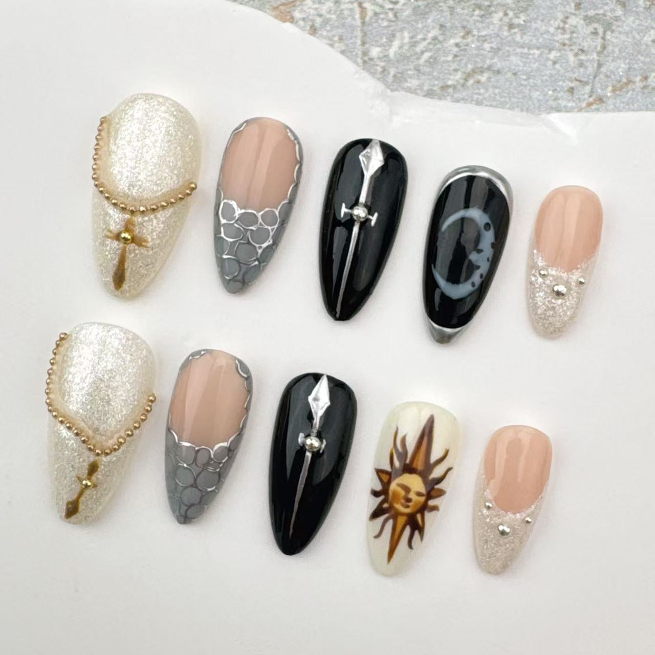 3D Handmade Nails/custom press on nails/party press on nails/Flakes for nails/Beautiful nails gift/nail art/Long nails/Almond nails