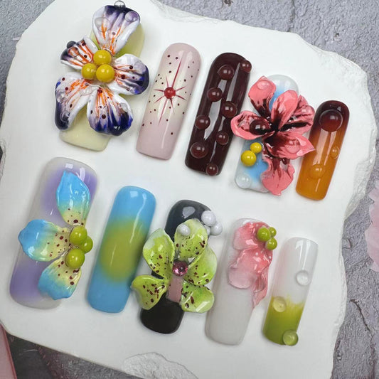 3D Nails/custom press on nails/party press on nails/Flakes for nails/wedding nails gift/Japanese nails/Long nails/Almond nails