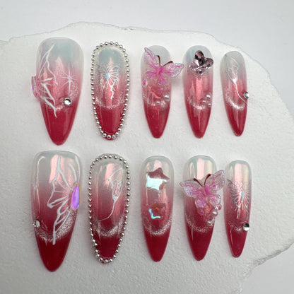 3D nails/custom press on nails/party press on nails/Flakes for nails/Beautiful nails gift/nail art/Long nails/Almond nails