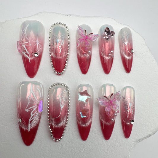 3D nails/custom press on nails/party press on nails/Flakes for nails/Beautiful nails gift/nail art/Long nails/Almond nails