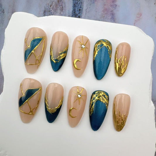 3D Handmade Nails/custom press on nails/party press on nails/Flakes for nails/Beautiful nails gift/nail art/Long nails/Almond nails
