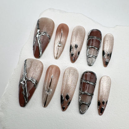 Handmade nails/custom press on nails/party press on nails/Flakes for nails/Beautiful nails gift/nail art/Long nails/Almond nails