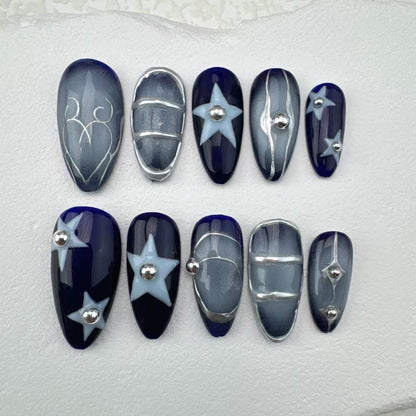 Handmade nails/custom press on nails/party press on nails/Flakes for nails/Beautiful nails gift/nail art/Long nails/Almond nails