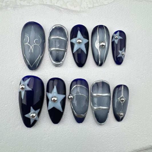 Handmade nails/custom press on nails/party press on nails/Flakes for nails/Beautiful nails gift/nail art/Long nails/Almond nails