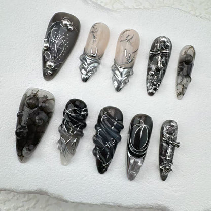 3D nails/custom press on nails/party press on nails/Flakes for nails/Beautiful nails gift/nail art/Long nails/Almond nails
