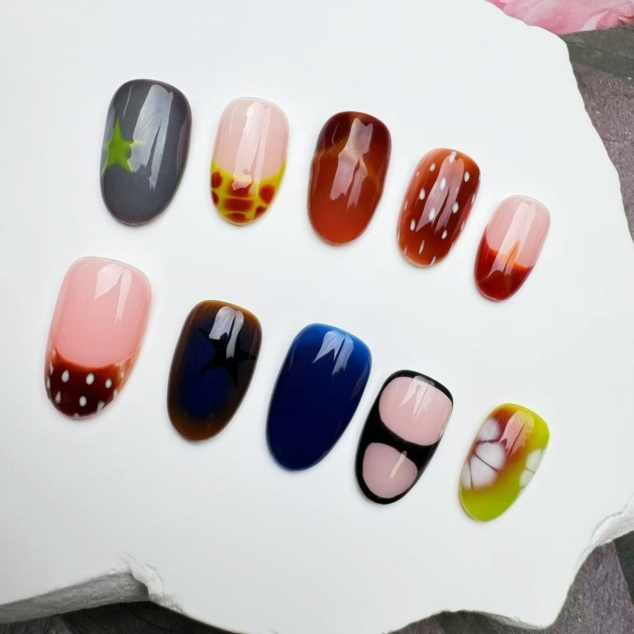 Handmade Nails/custom press on nails/party press on nails/Flakes for nails/wedding nails gift/Japanese nails/Long nails/Almond nails