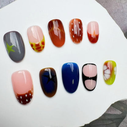 Handmade Nails/custom press on nails/party press on nails/Flakes for nails/wedding nails gift/Japanese nails/Long nails/Almond nails
