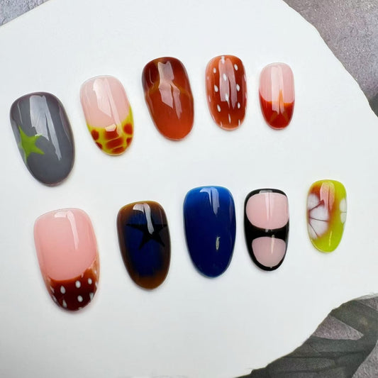 Handmade Nails/custom press on nails/party press on nails/Flakes for nails/wedding nails gift/Japanese nails/Long nails/Almond nails