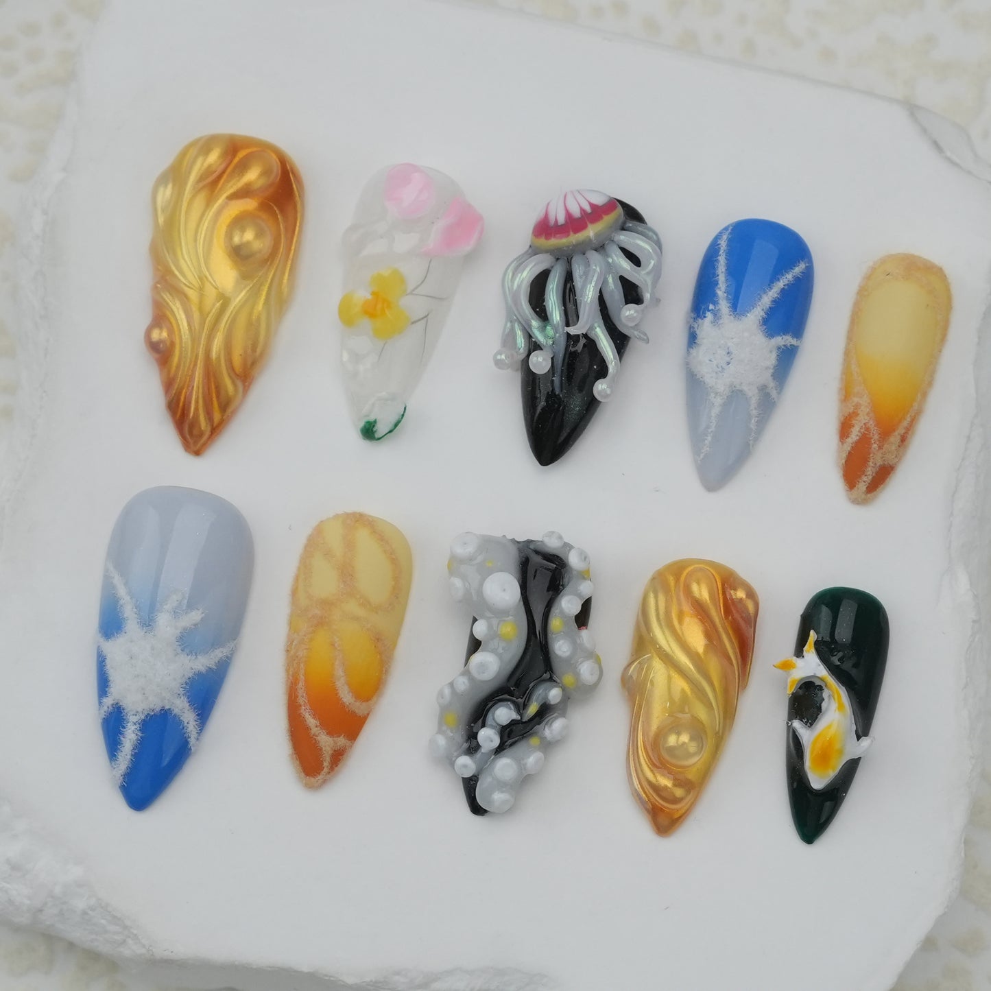 Handmade nails/custom press on nails/party press on nails/Flakes for nails/Beautiful nails gift/nail art/Long nails/Almond nails