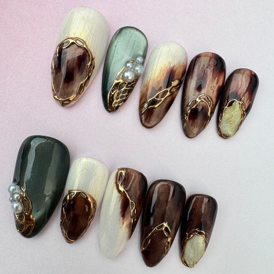 3D nature Nails/custom press on nails/party press on nails/Flakes for nails/nails gift/espically/Long nails/Almond nails