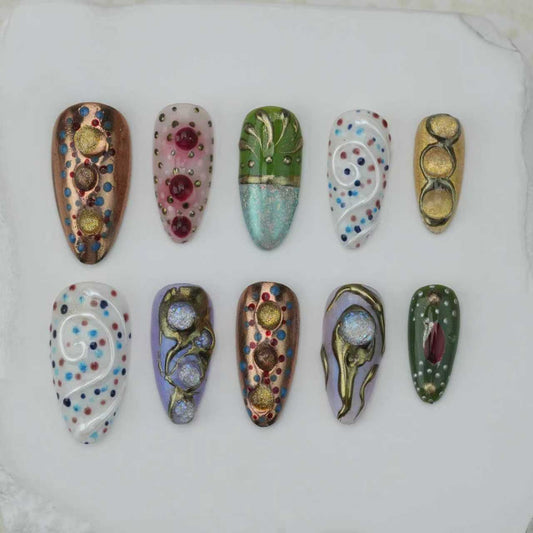 Handmade nails/custom press on nails/party press on nails/Flakes for nails/Beautiful nails gift/nail art/Long nails/Almond nails