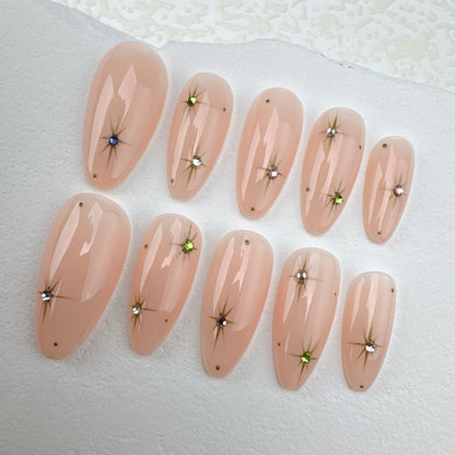 Handmade nails/custom press on nails/party press on nails/Flakes for nails/Beautiful nails gift/nail art/Long nails/Almond nails