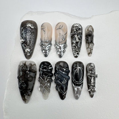3D nails/custom press on nails/party press on nails/Flakes for nails/Beautiful nails gift/nail art/Long nails/Almond nails