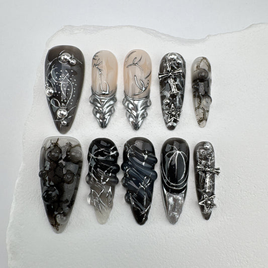 3D nails/custom press on nails/party press on nails/Flakes for nails/Beautiful nails gift/nail art/Long nails/Almond nails