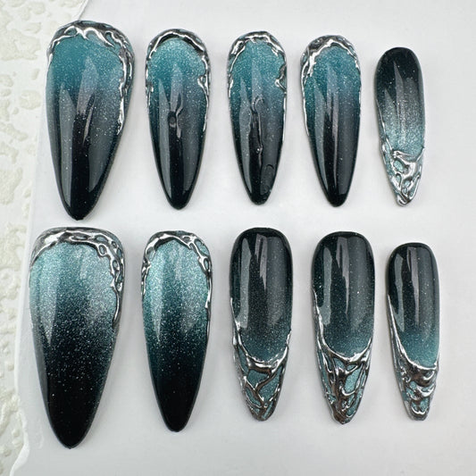 Handmade nails/custom press on nails/party press on nails/Flakes for nails/Beautiful nails gift/nail art/Long nails/Almond nails