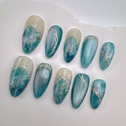 Handmade Nails/custom press on nails/party press on nails/Flakes for nails/Beautiful nails gift/nail art/Long nails/Almond nails