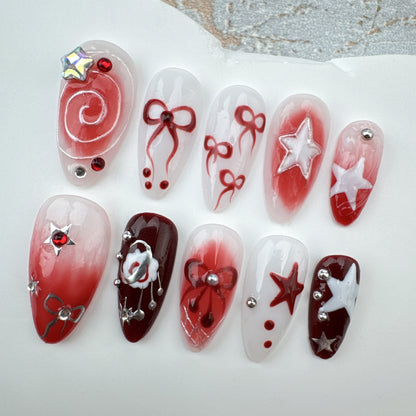 Handmade Nails/custom press on nails/party press on nails/Flakes for nails/Beautiful nails gift/nail art/Long nails/Almond nails