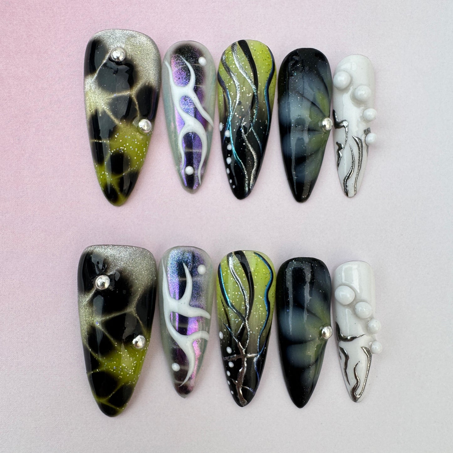 3D nature Nails/custom press on nails/party press on nails/Flakes for nails/special nails gift/nature/Long nails/Almond nails