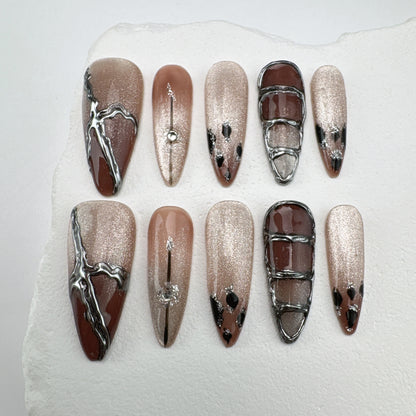 Handmade nails/custom press on nails/party press on nails/Flakes for nails/Beautiful nails gift/nail art/Long nails/Almond nails