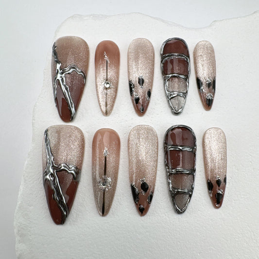 Handmade nails/custom press on nails/party press on nails/Flakes for nails/Beautiful nails gift/nail art/Long nails/Almond nails