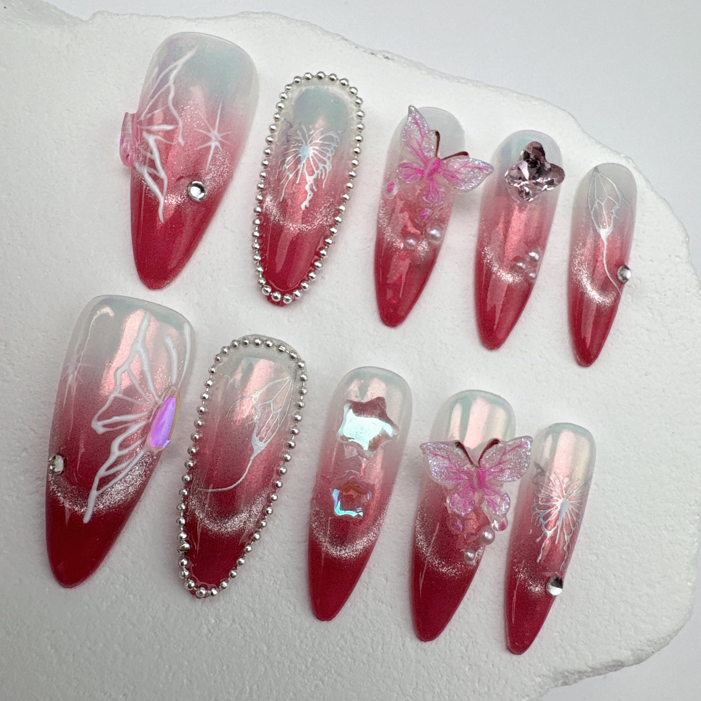 3D nails/custom press on nails/party press on nails/Flakes for nails/Beautiful nails gift/nail art/Long nails/Almond nails
