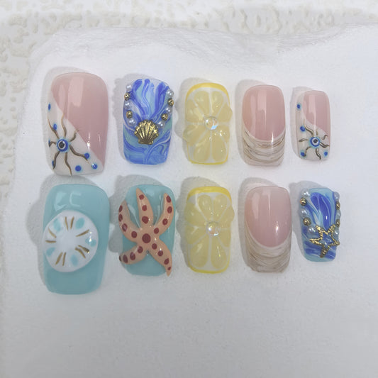 Handmade nails/custom press on nails/party press on nails/Flakes for nails/Beautiful nails gift/nail art/Long nails/Almond nails-29