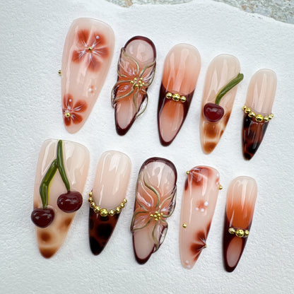 Handmade Nails/custom press on nails/party press on nails/Flakes for nails/Beautiful nails gift/nail art/Long nails/Almond nails 6