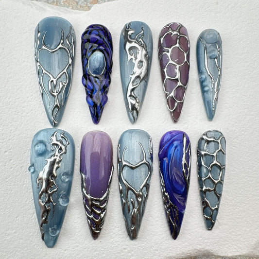 Handmade Nails/custom press on nails/party press on nails/Flakes for nails/Beautiful nails gift/nail art/Long nails/Almond nails