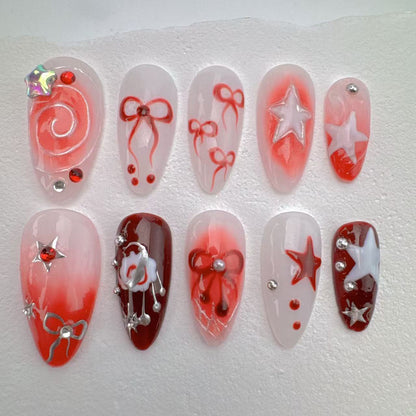 Handmade Nails/custom press on nails/party press on nails/Flakes for nails/Beautiful nails gift/nail art/Long nails/Almond nails