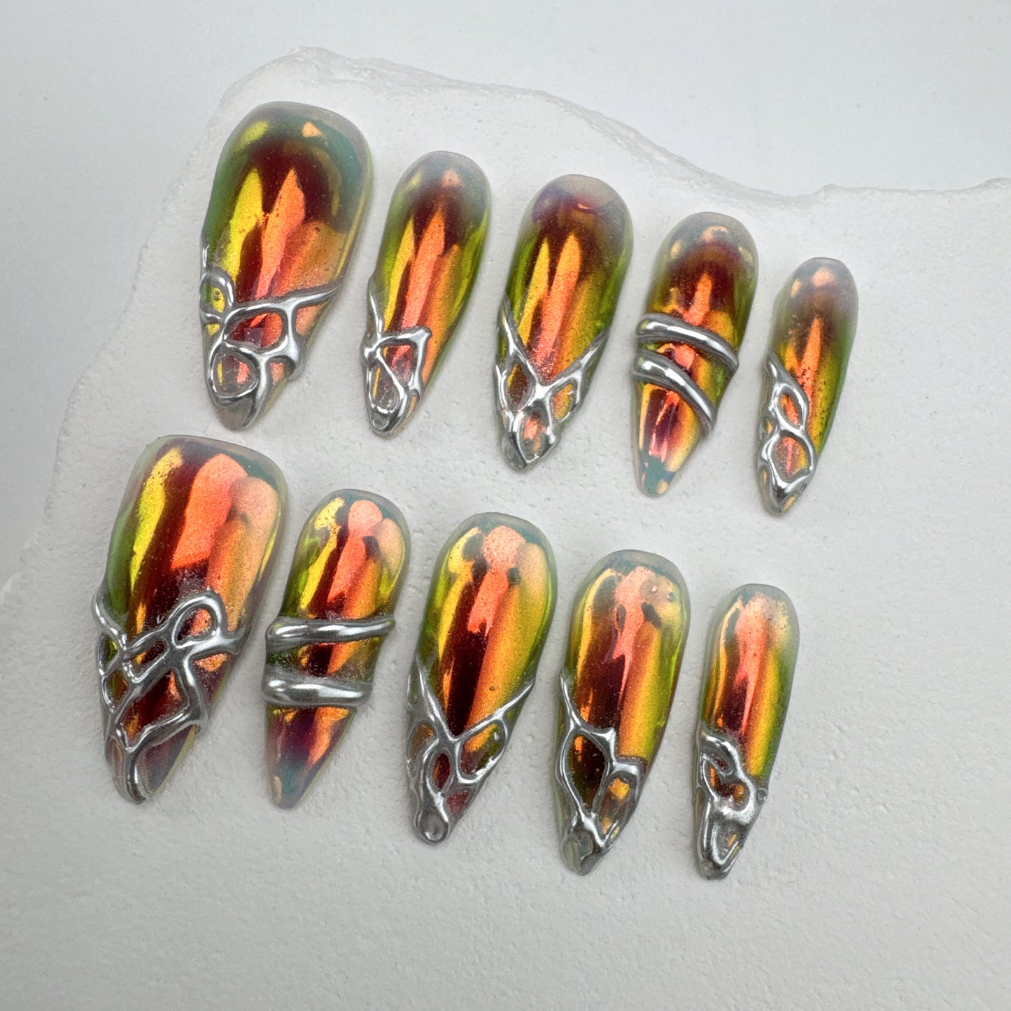 Handmade nails/custom press on nails/party press on nails/Flakes for nails/Beautiful nails gift/nail art/Long nails/Almond nails