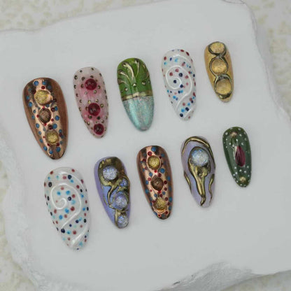 Handmade nails/custom press on nails/party press on nails/Flakes for nails/Beautiful nails gift/nail art/Long nails/Almond nails