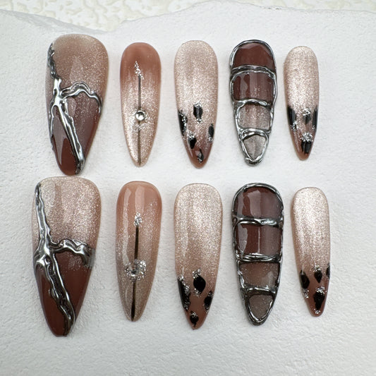 Handmade nails/custom press on nails/party press on nails/Flakes for nails/Beautiful nails gift/nail art/Long nails/Almond nails