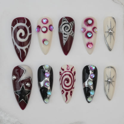 Handmade nails/custom press on nails/party press on nails/Flakes for nails/Beautiful nails gift/nail art/Long nails/Almond nails