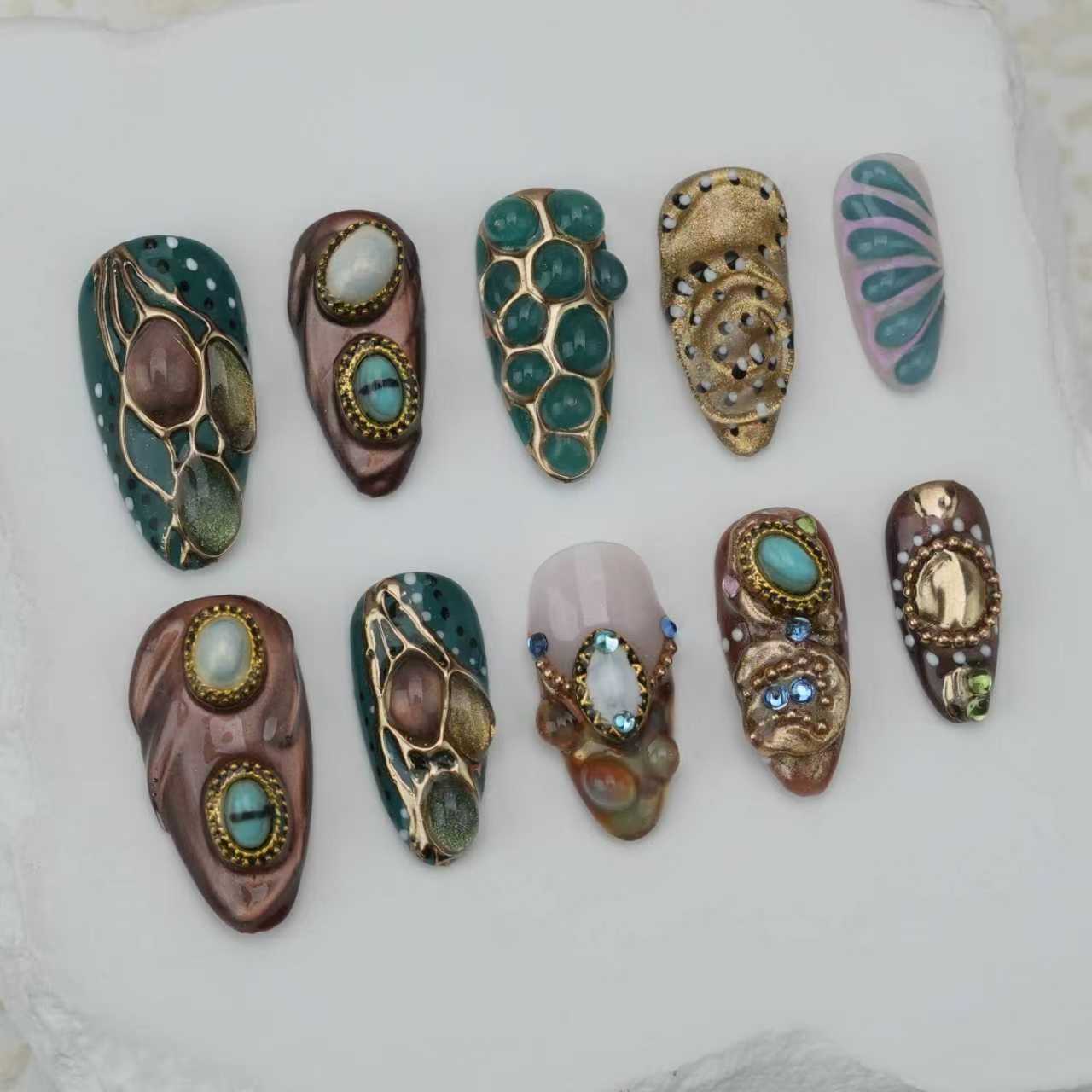 Handmade nails/custom press on nails/party press on nails/Flakes for nails/Beautiful nails gift/nail art/Long nails/Almond nail
