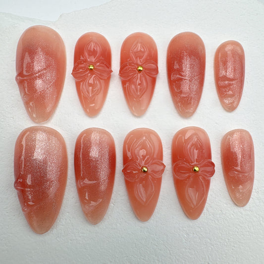 3D nails/custom press on nails/party press on nails/Flakes for nails/Beautiful nails gift/nail art/Long nails/Almond nails