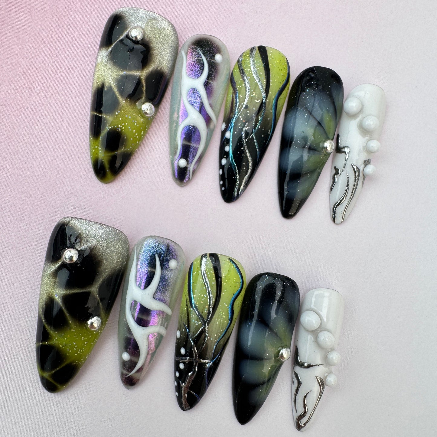 3D nature Nails/custom press on nails/party press on nails/Flakes for nails/special nails gift/nature/Long nails/Almond nails