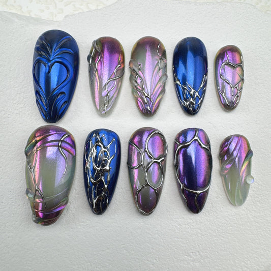 Handmade nails/custom press on nails/party press on nails/Flakes for nails/Beautiful nails gift/nail art/Long nails/Almond nails