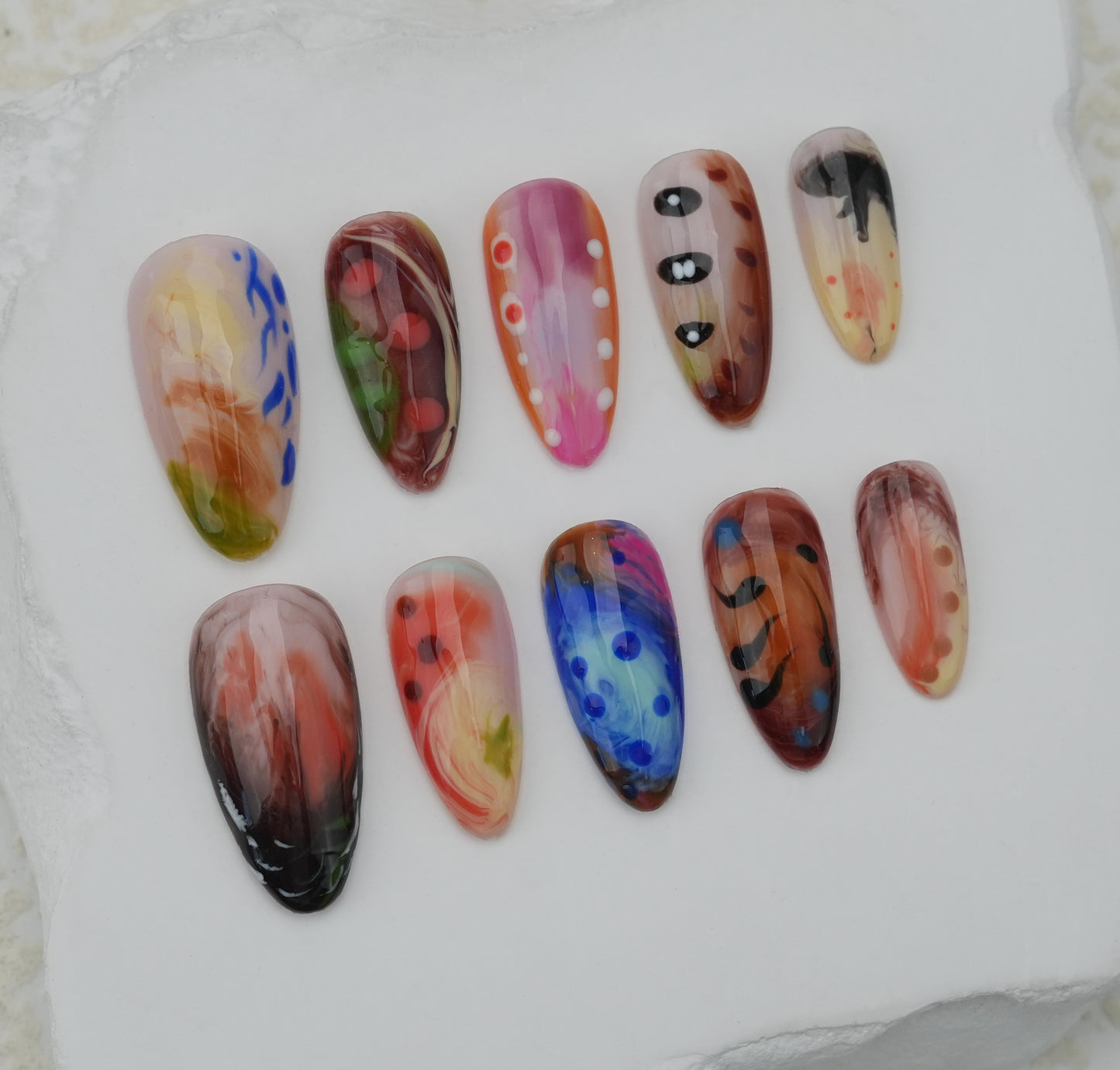 Handmade nails/custom press on nails/party press on nails/Flakes for nails/Beautiful nails gift/nail art/Long nails/Almond nails