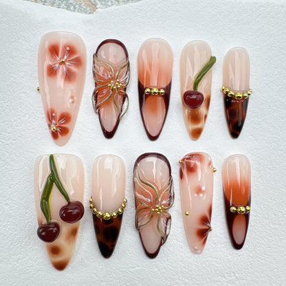 Handmade Nails/custom press on nails/party press on nails/Flakes for nails/Beautiful nails gift/nail art/Long nails/Almond nails 6