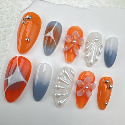 3D flower nails/custom press on nails/party press on nails/Flakes for nails/Beautiful nails gift/nail art/Long nails/Almond nails